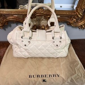 Burberry leather quilted satchel white